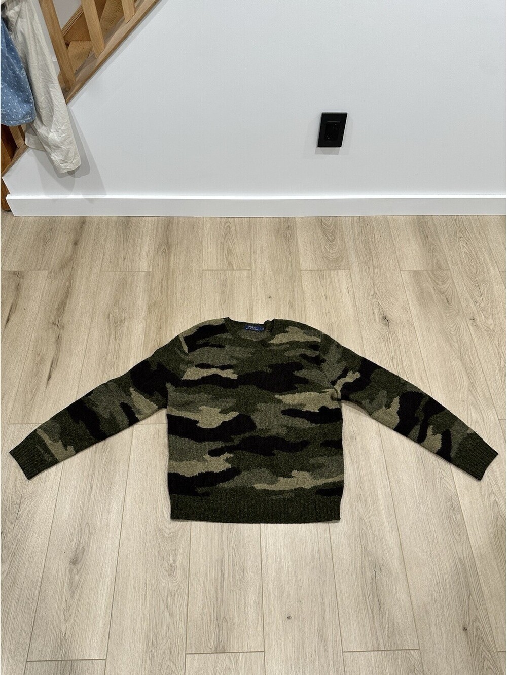 Polo Ralph Lauren Knit Camo Sweater Wool Mens Large Outdoor